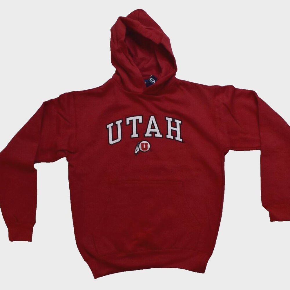 Old Varsity Brand Youth Boys University Of Utah Utes Embroidered Hoodie New